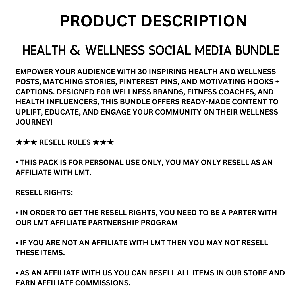 HEALTH & WELLNESS | Health & Wellness Social Media Bundle | Vol I | Canva Templates