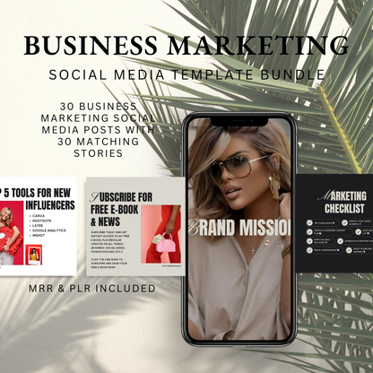 Business Marketing Social Media Template Bundle | MRR | PLR