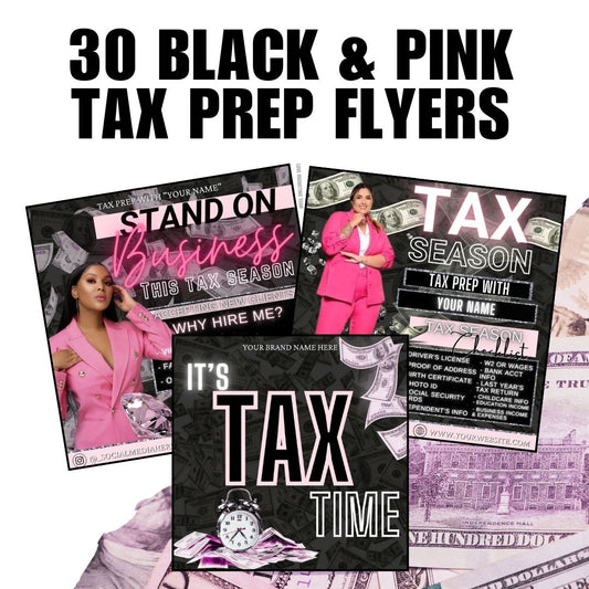 SOCIAL MEDIA | 30 Black & Pink Tax Prep Flyers