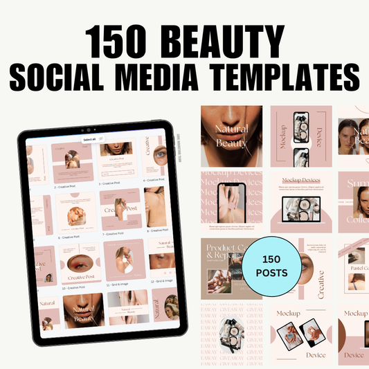 BEAUTY | 150 SOCIAL MEDIA SQUARE INSTAGRAM POSTS | Canva Template