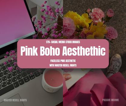 170+ Pink Boho Aesthetic Social Media Stock Images + Mockups included!! | MRR Master Resell Rights