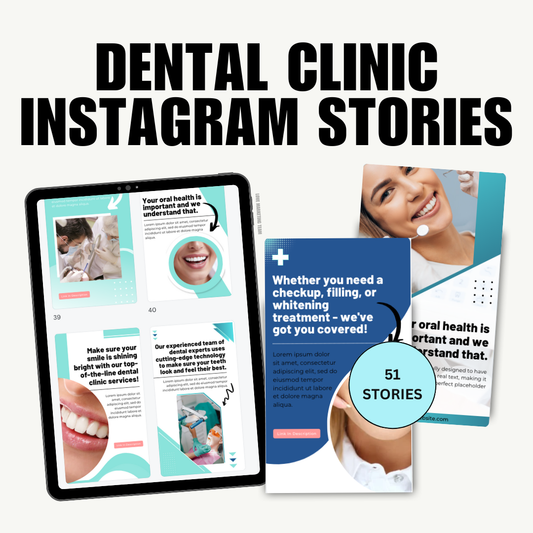 HEALTH | Dental Clinic Instagram Template | Dentist Social Media Content | 51 Stories