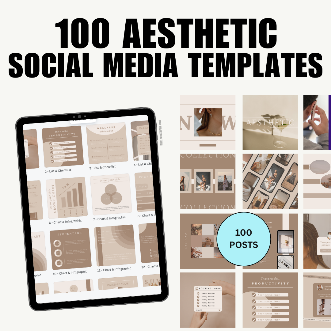 SOCIAL MEDIA | 100 Aesthetic Content Creator | Instagram Square Posts