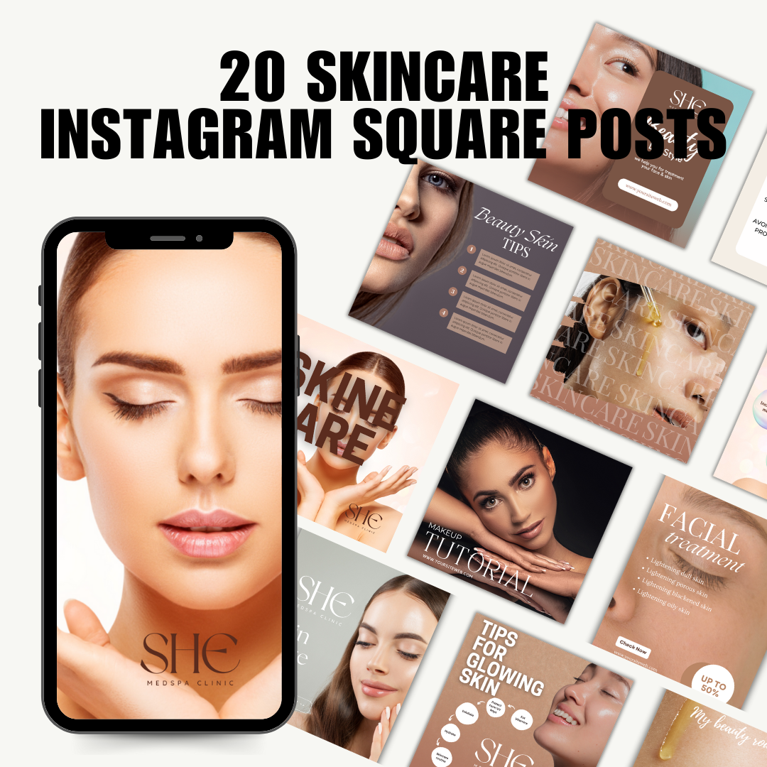 BEAUTY | SOCIAL MEDIA | 40 SkinCare Posts | Canva Template