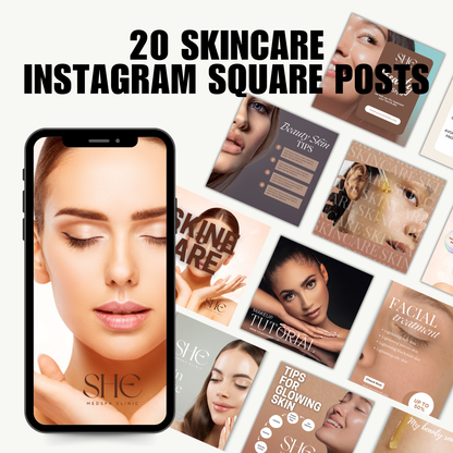 BEAUTY | SOCIAL MEDIA | 40 SkinCare Posts | Canva Template