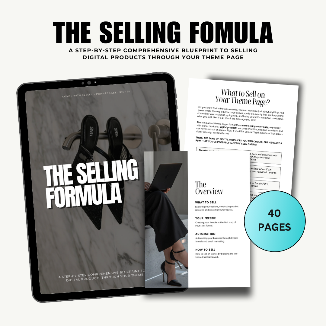 DIGITAL MARKETING | SOCIAL MEDIA | The Selling Formula | How to sell digital products with an IG theme-page