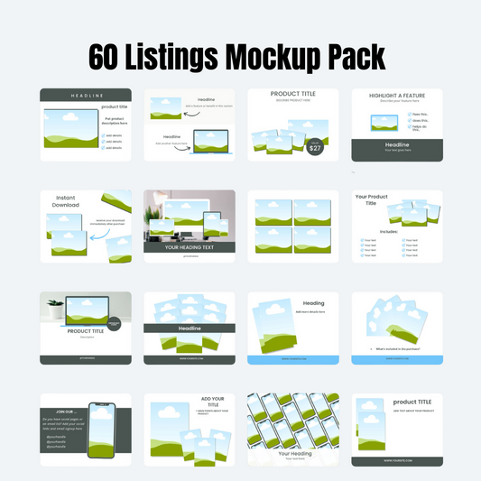 MOCKUPS | 60 Listing Mockups Pack  | Canva Templates