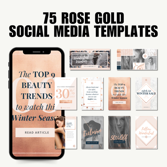 SOCIAL MEDIA | 75 Rose gold templates for Instagram and Facebook | Canva Template