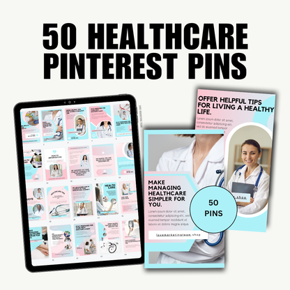 HEALTH | 50 Healthcare Pinterest Pins Template | Social Media Content