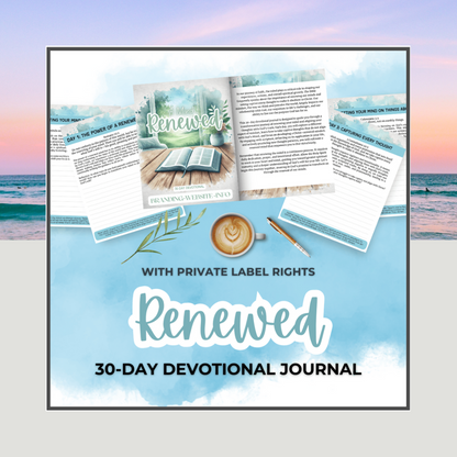 Your Mind Renewed 30 Day Devotional Journal  + DFY Calendar with daily tasks | Faith