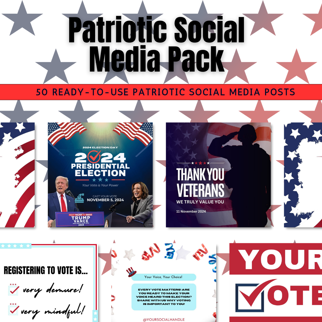 SOCIAL MEDIA | USA | Patriotic Social media pack | 50 Patriotic Square Instagram Posts