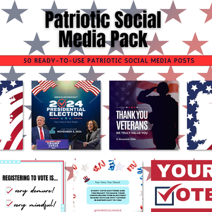 SOCIAL MEDIA | USA | Patriotic Social media pack | 50 Patriotic Square Instagram Posts