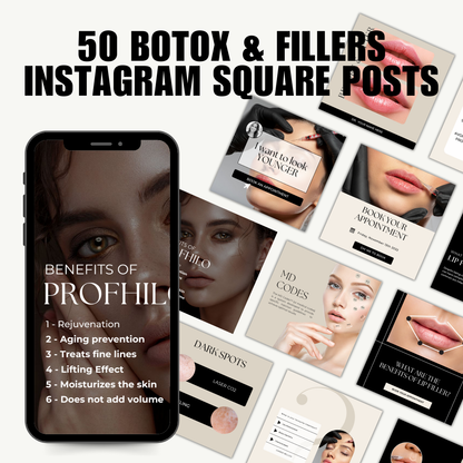 BEAUTY | SOCIAL MEDIA | 100 BOTOX & FILLERS POSTS | Canva Template