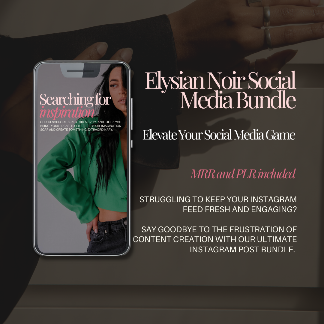 Elysian Noir Social Media Bundle  - with mockups included two sizes