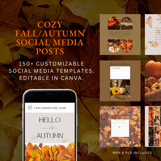 150 Cozy Autumn Social Media Templates | MRR & PLR