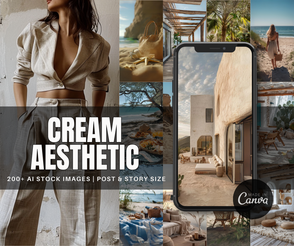 200+ CREAM AESTHETIC POSTS + STORIES - MRR - Master Resell Rights