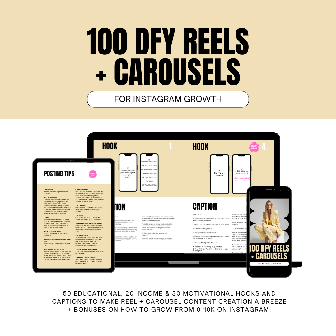 100 DFY reels and carousels for Instagram Growth - MRR/PLR included