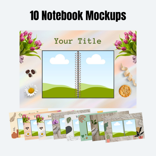 MOCKUPS | 10 Notebook Mockups | Canva Templates