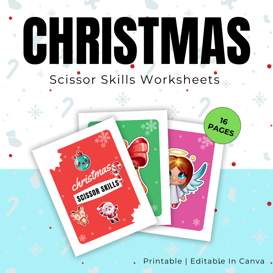 KIDS | Christmas Scissor Skills | Editable in Canva