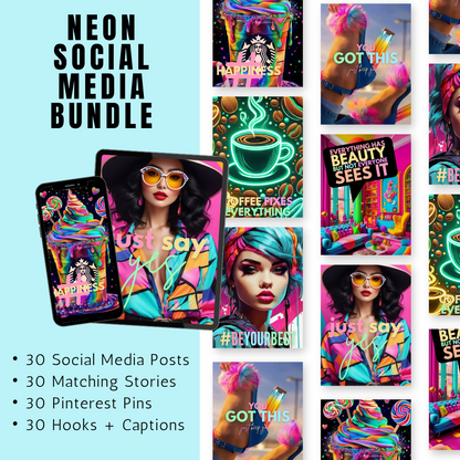 NEON | Neon Social Media Bundle | Vol II | Canva Templates