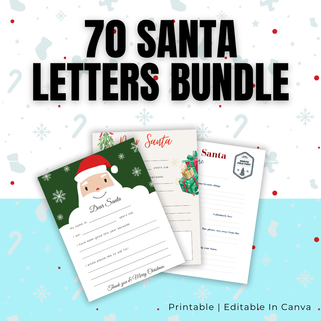 KIDS | 70 Santa Letters Bundle | Editable in Canva