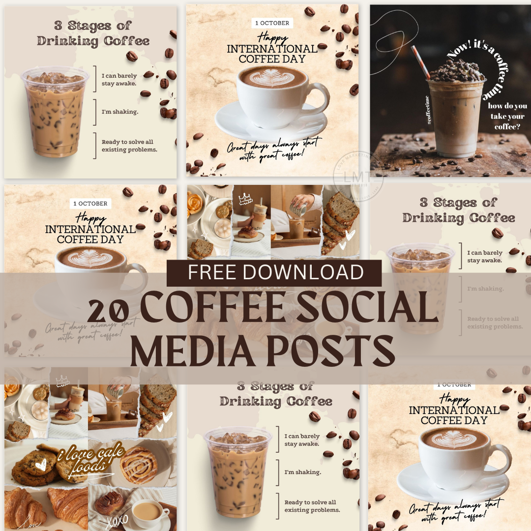 Coffee | 20 Social Media Posts | LIMITED TIME FREE GIFT