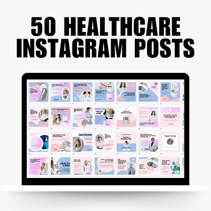 HEALTH | 50 Healthcare Instagram Posts Template | Social Media Content