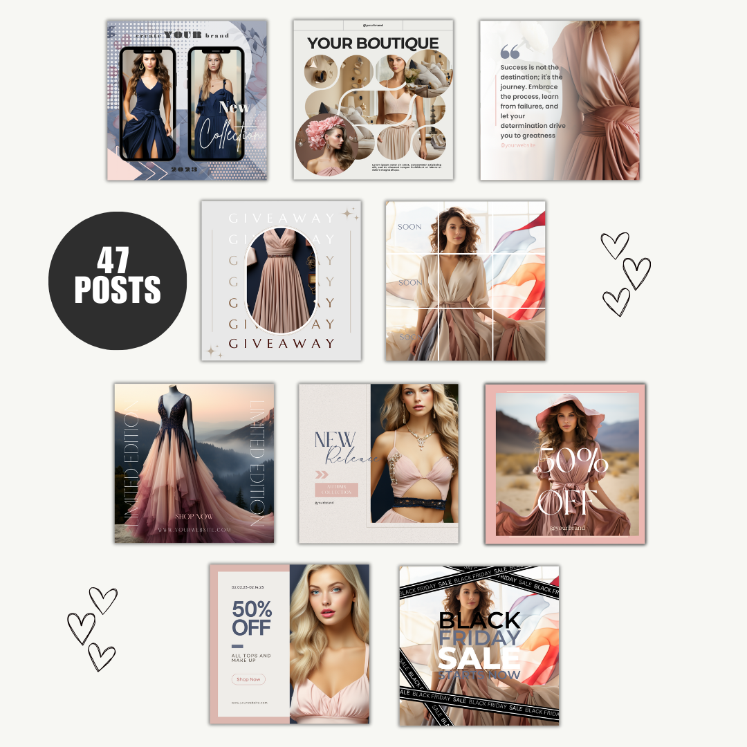 SOCIAL MEDIA | FEMININE ELEGANCE SOCIAL MEDIA POST KIT | Canva Template