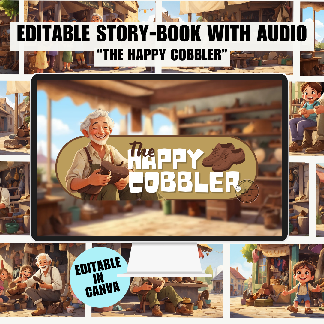 KIDS | "The Happy Cobbler" | Editable Story-book with Audio | Editable in Canva