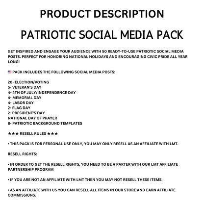 SOCIAL MEDIA | USA | Patriotic Social media pack | 50 Patriotic Square Instagram Posts