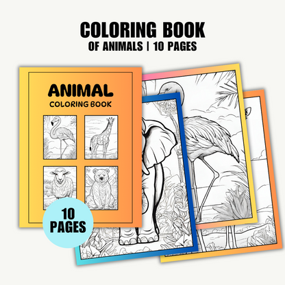 KIDS | Animal Coloring Book | 10 pages | Canva Template