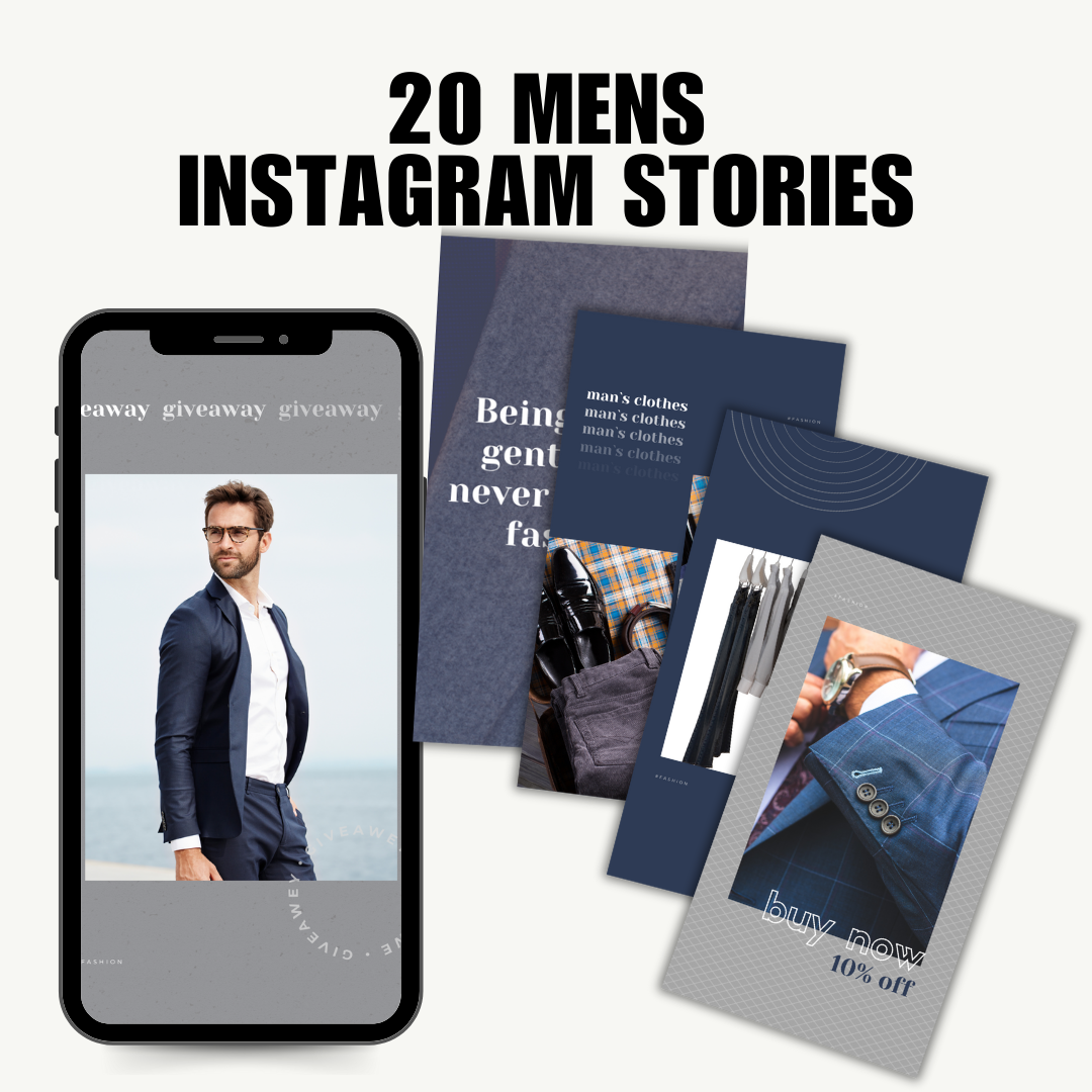 MENS | SOCIAL MEDIA | Elegant Blue Mens Pack | Canva Template