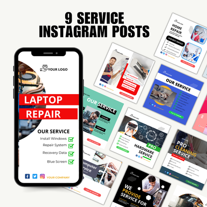 SOCIAL MEDIA | Service | Painting, Computer/Laptop, Home-fixing, Cleaning-services Posts | Canva Template