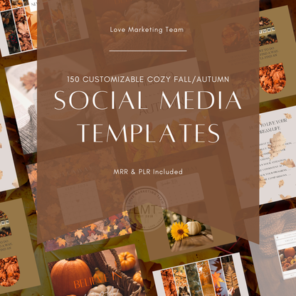 150 Cozy Autumn Social Media Templates | MRR & PLR