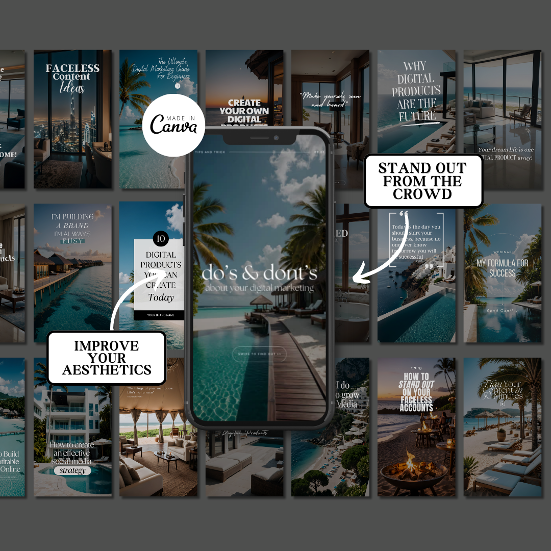 50 Luxury Travel Reel Covers - With Photos + My Mockups (Listing Images)