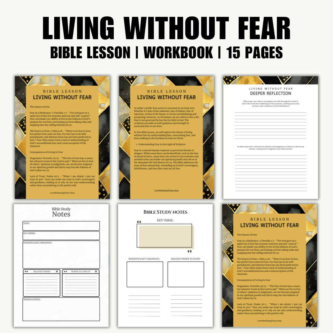 FAITH | Living Without Fear | Bible Lesson | 15 pages