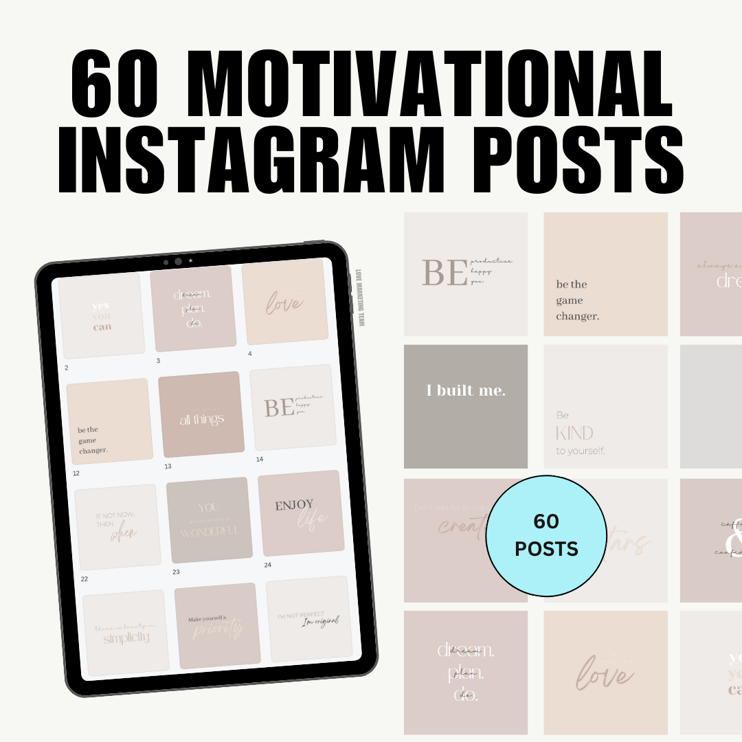 SOCIAL MEDIA | 60 Motivational Quote Instagram Square Posts | Canva Templates