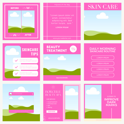 60 Pink Beauty Instagram Post Templates | DFY | Master Resell Rights | PLR/MRR