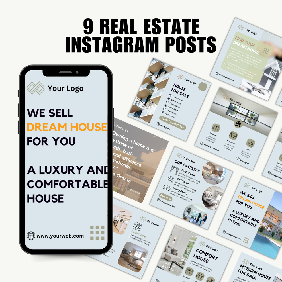 SOCIAL MEDIA Real Estate Posts Posts Canva Template Love