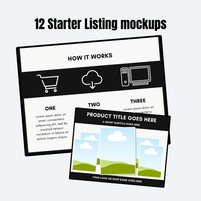 MOCKUPS | 12 Starter Listing mockups  | Canva Templates