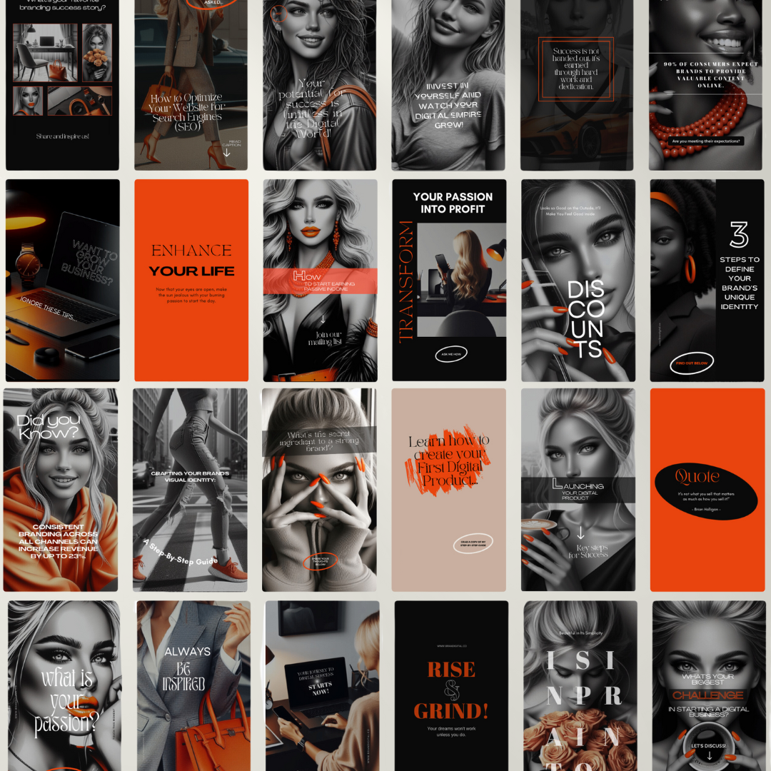 30 Digital Marketing | Luxury Instagram | Matching Stories | Orange