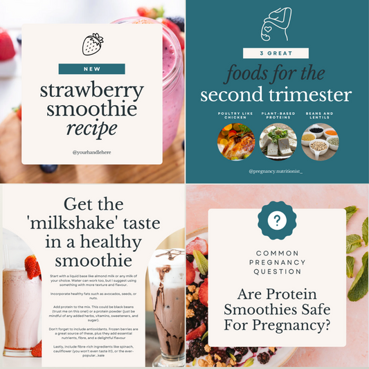 30 Pregnancy Nutrition | Instagram posts | WITH FREE CAPTIONS included!