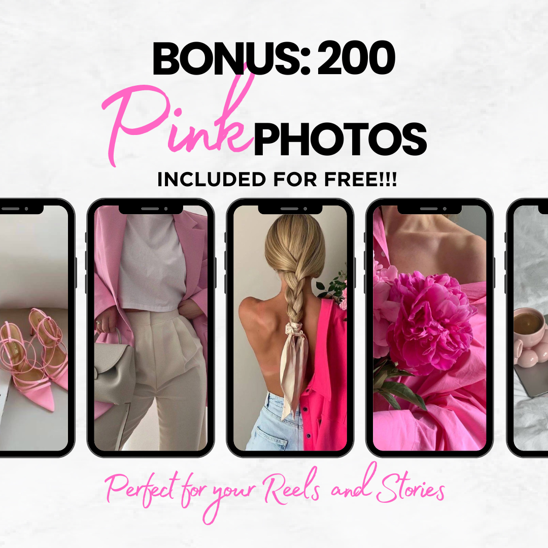 150 Chic Pink Aesthetic Video Reels | Faceless IG videos for stories and reels | PLR + MRR Resell Rights
