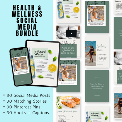 HEALTH & WELLNESS | Health & Wellness Social Media Bundle | Vol II | Canva Templates