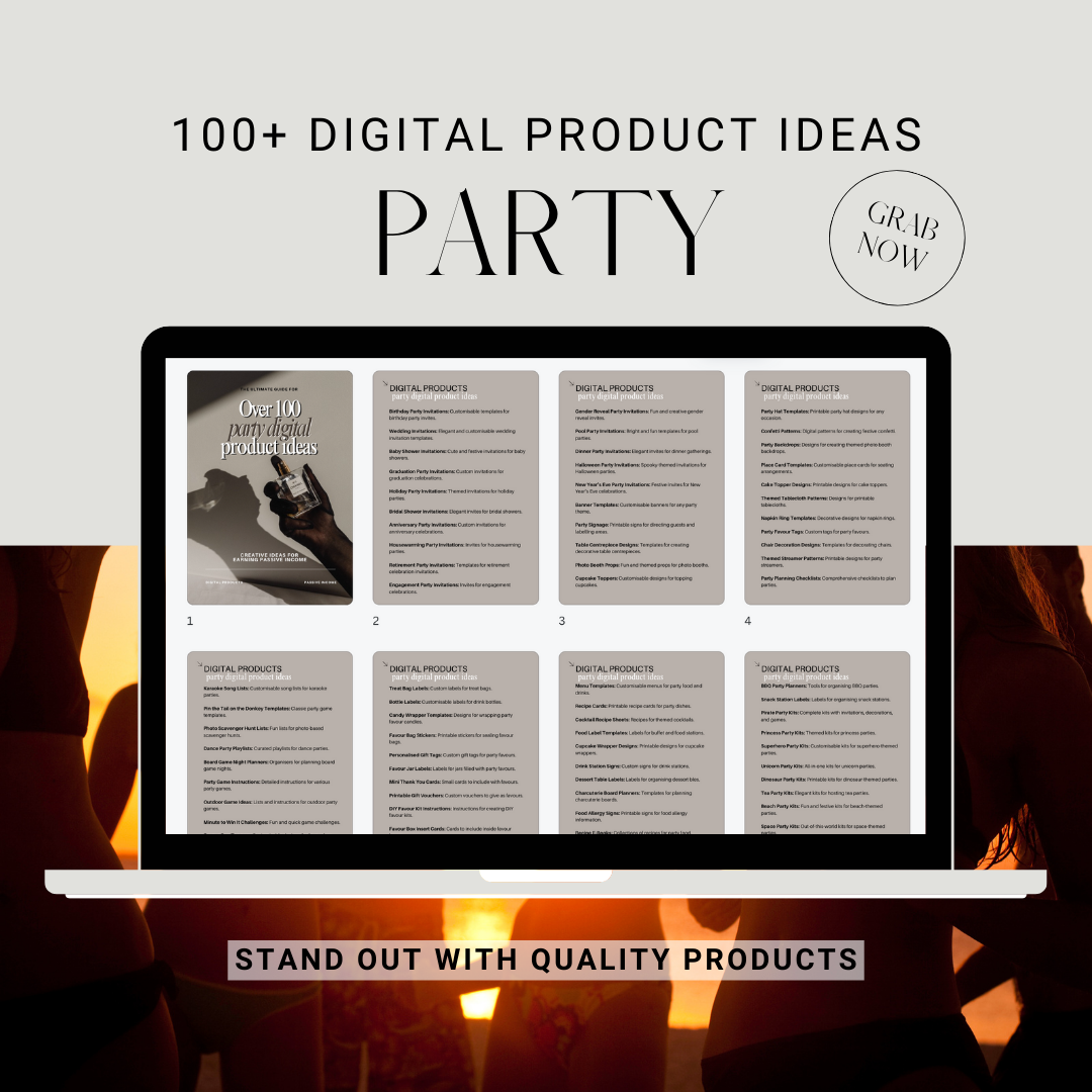 100+ Party Digital Product Ideas