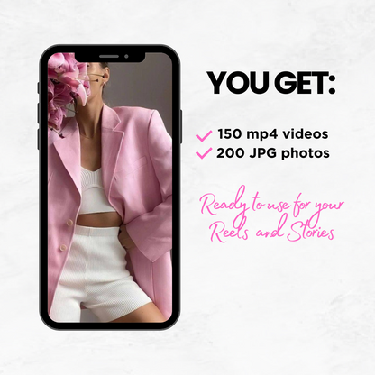 150 Chic Pink Aesthetic Video Reels | Faceless IG videos for stories and reels | PLR + MRR Resell Rights