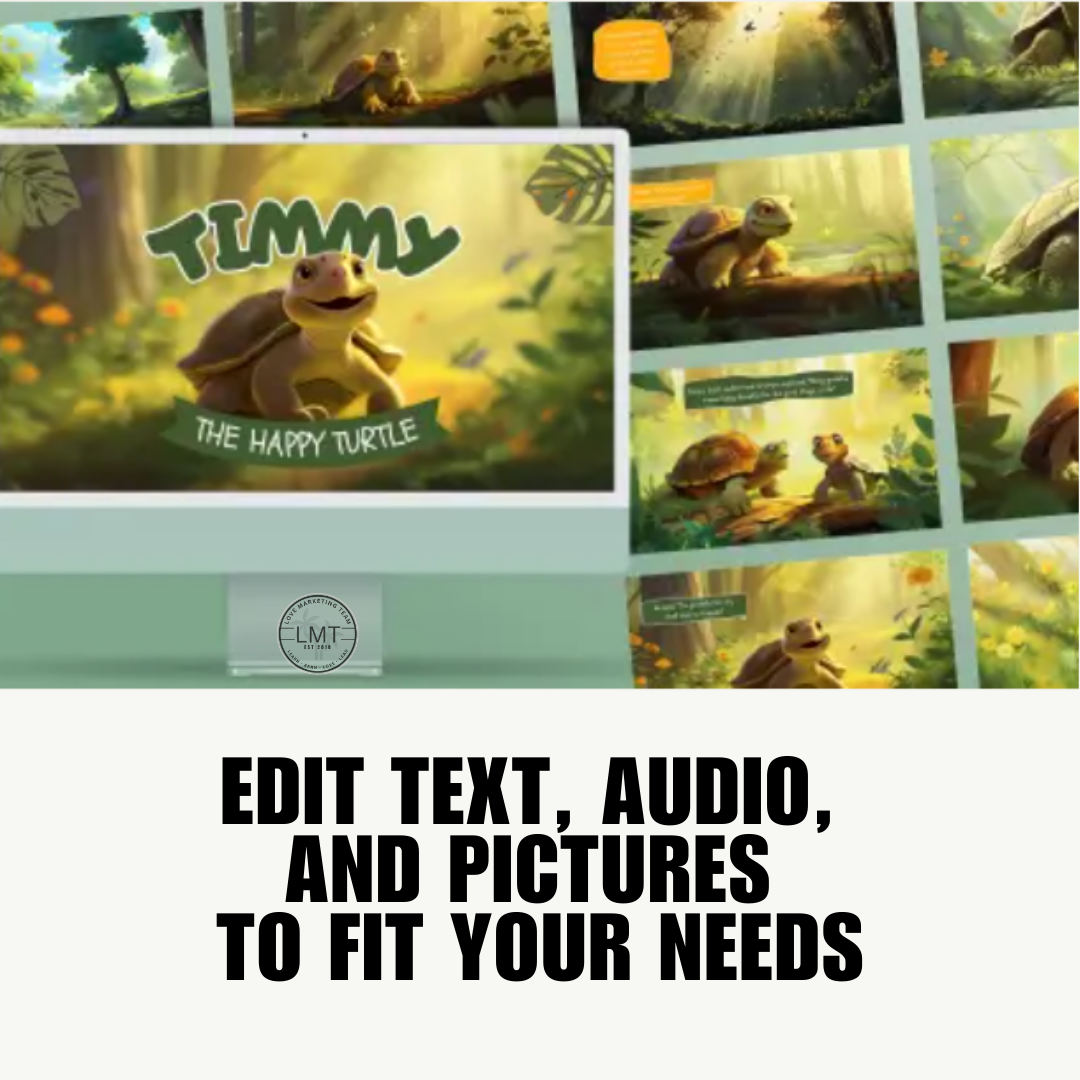 KIDS | "Timmy the Happy Turtle" | Editable Story-book with Audio | Canva Free