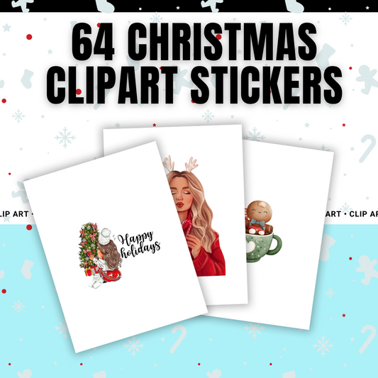 CHRISTMAS | 64 Christmas ClipArt Stickers | Editable in Canva