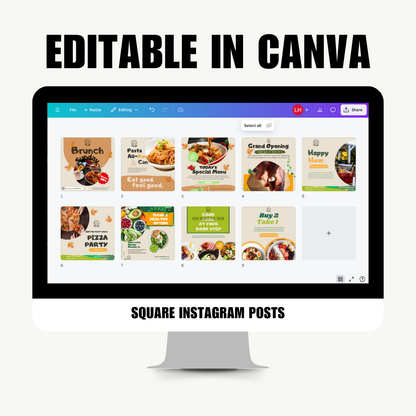 SOCIAL MEDIA | Healthy Food & Restaurant Posts | Canva Template