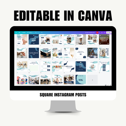 SOCIAL MEDIA | 30 YOGA INSTAGRAM POSTS | Canva Template